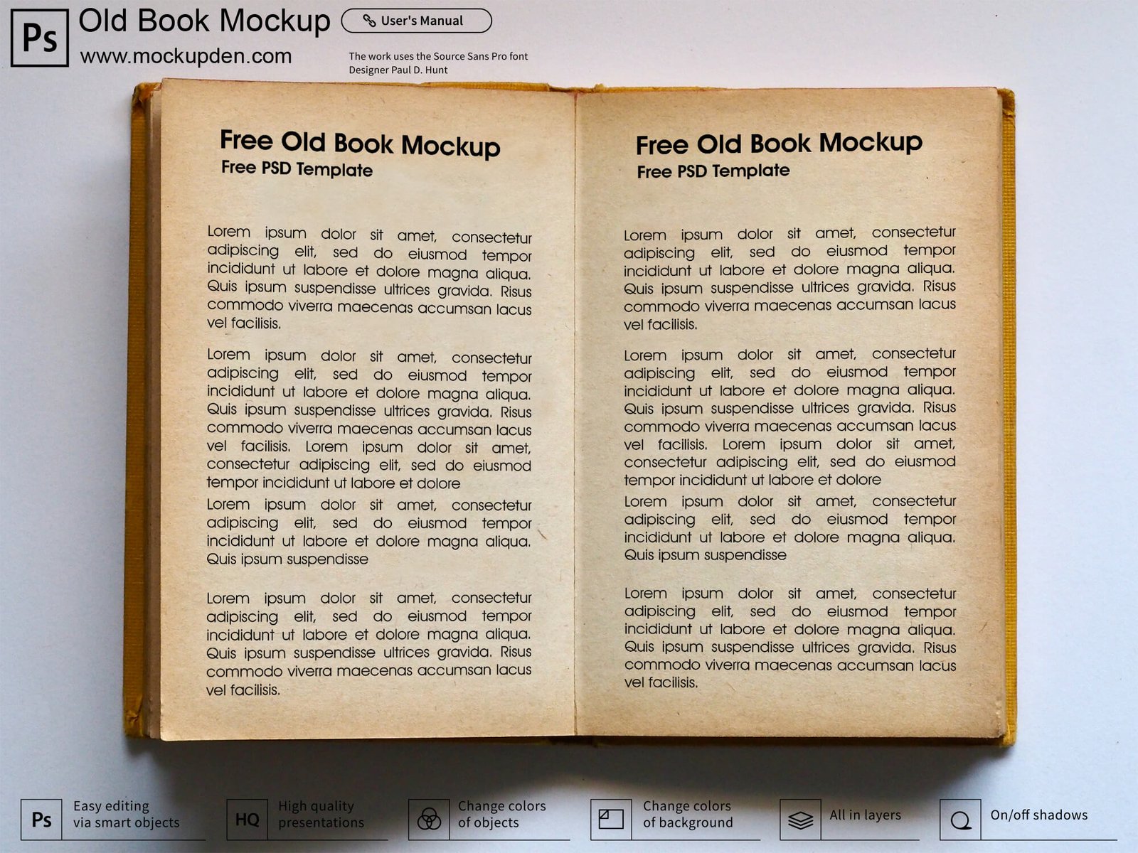 Download Free Old Book Mockup PSD Template - Mockup Den