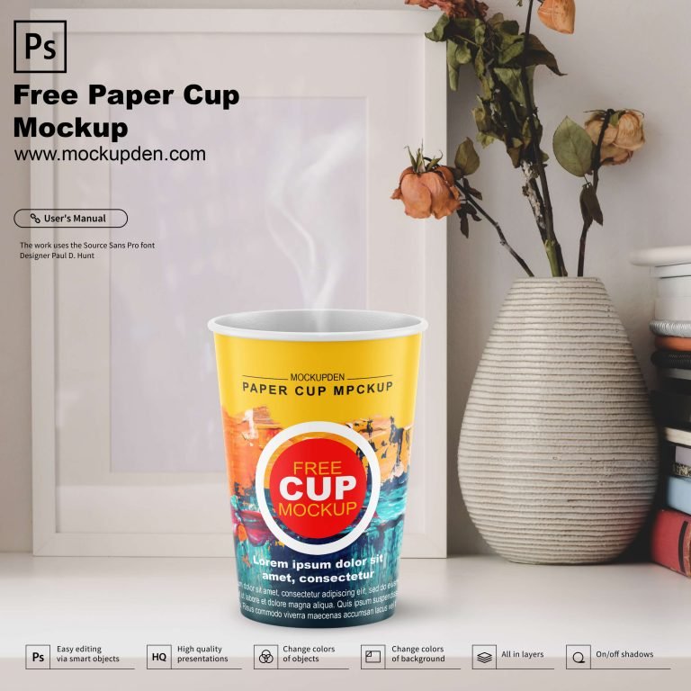 Free Paper Cup Mockup PSD Template