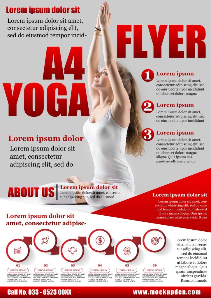 Download Free A4 Yoga Flyer Mockup PSD Template - Mockup Den