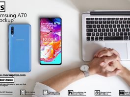 Free Samsung A70 Phone Mockup PSD Template