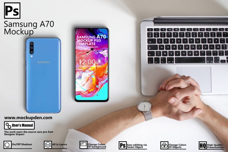 Free Samsung A70 Phone Mockup PSD Template