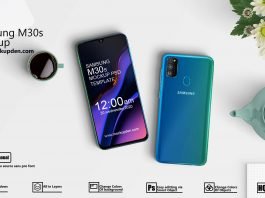 Free Samsung M30s Phone Mockup PSD Template