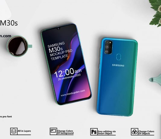 Free Samsung M30s Phone Mockup PSD Template