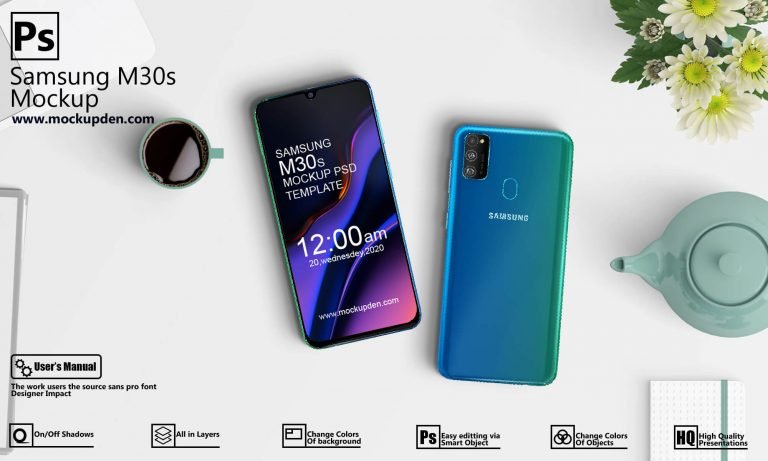 Free Samsung M30s Phone Mockup PSD Template