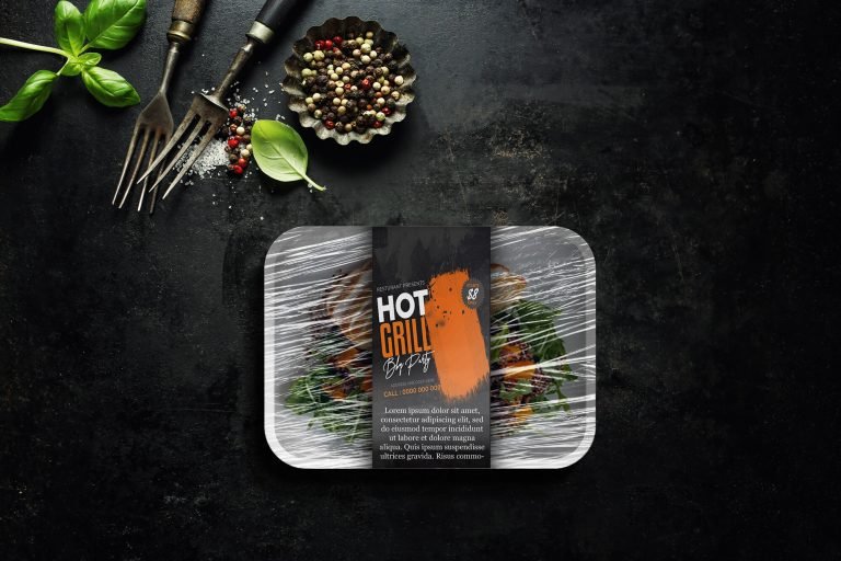 Free Food Cpet Tray Mockup PSD Template