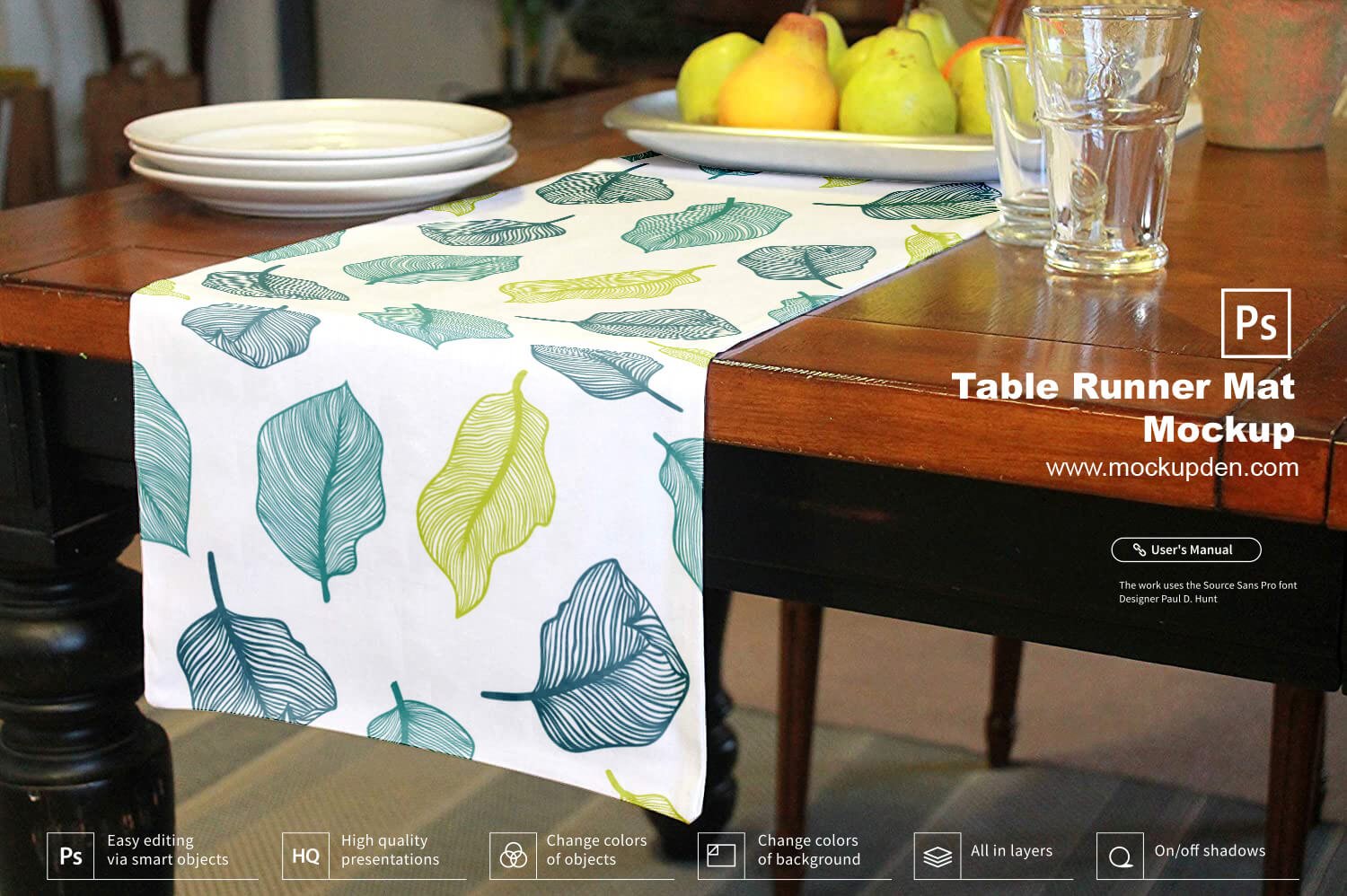 Download Free Table Runner Mat Mockup PSD Template | Mockup Den