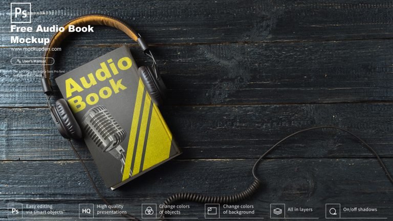 Free Audio Book Mockup PSD Template