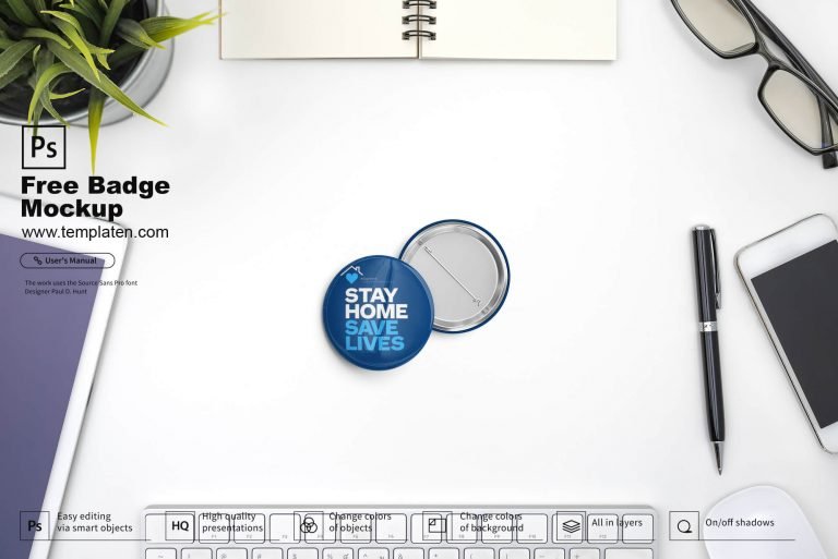 Free Badge Mockup PSD Template