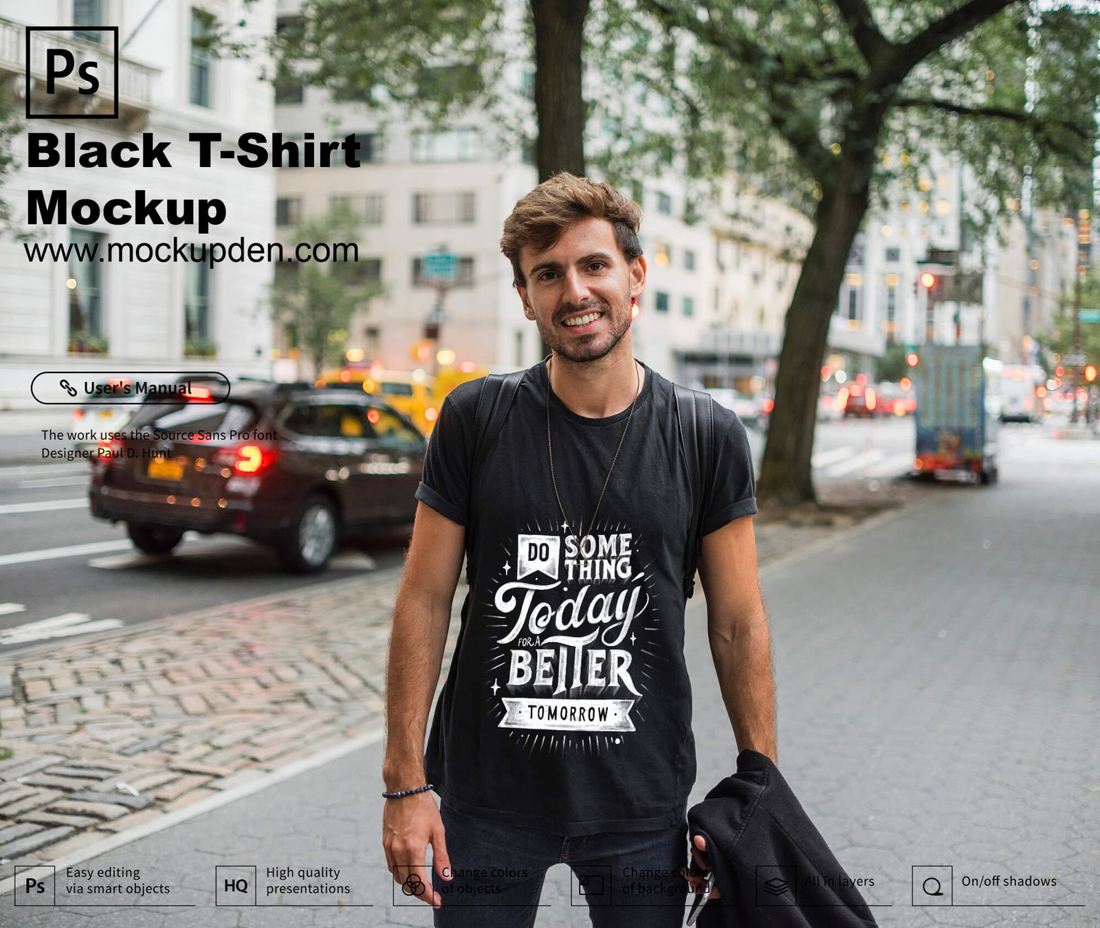 Free Black T-Shirt Mockup PSD Template