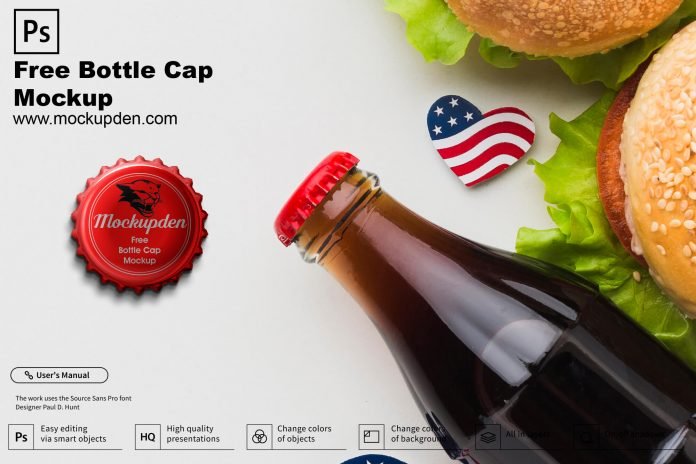 Download Free Bottle Cap Mockup PSD Template | Mockup Den