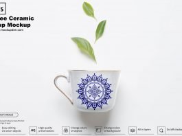 Free Ceramic Cup Mockup PSD Template