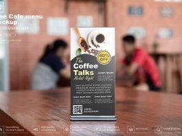 Free Cafe menu mockup PSD Template