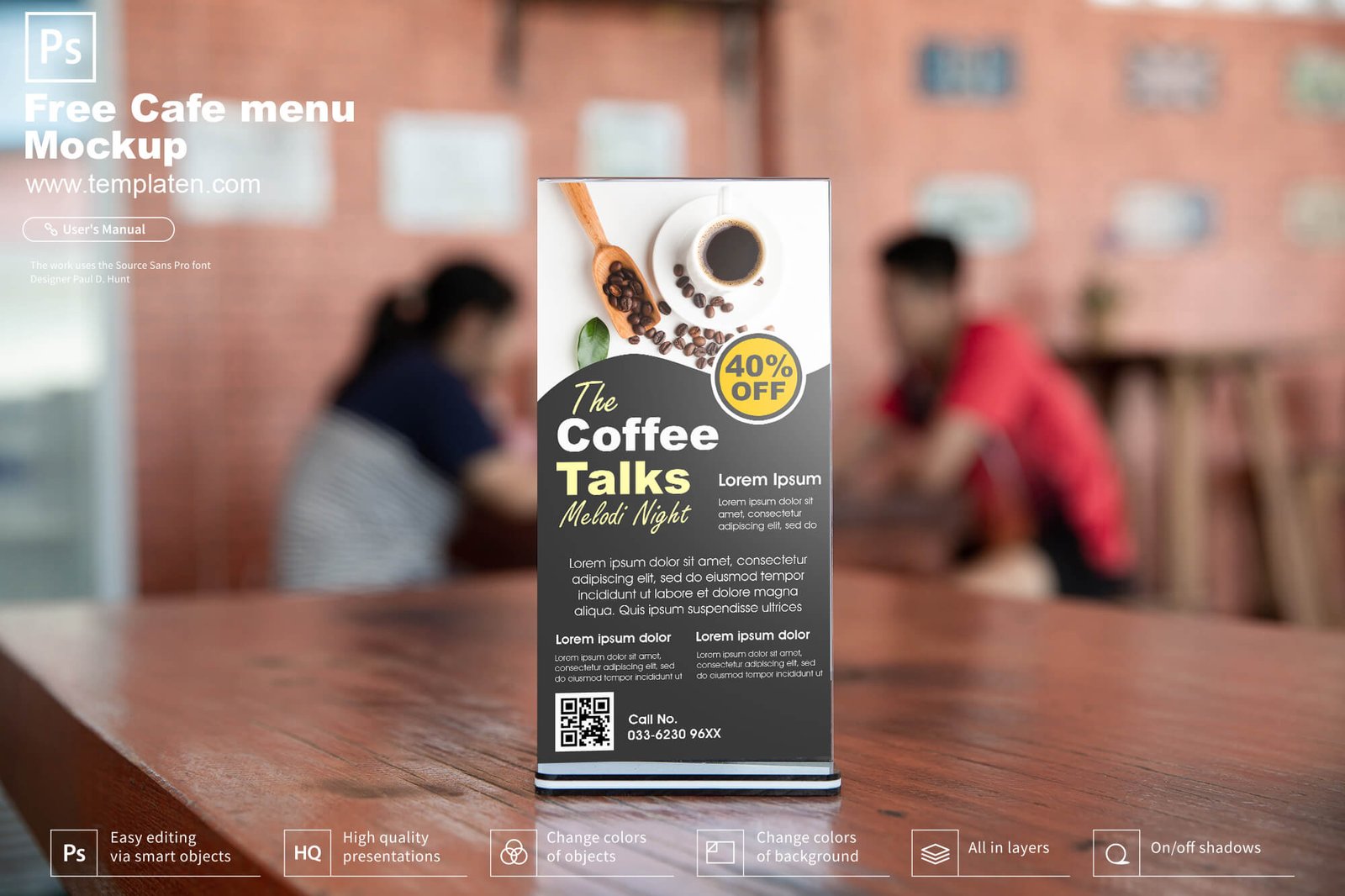 Free Cafe Menu Mockup PSD Template Mockup Den