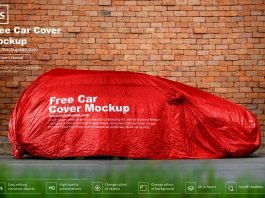 Free Car Cover Mockup PSD Template