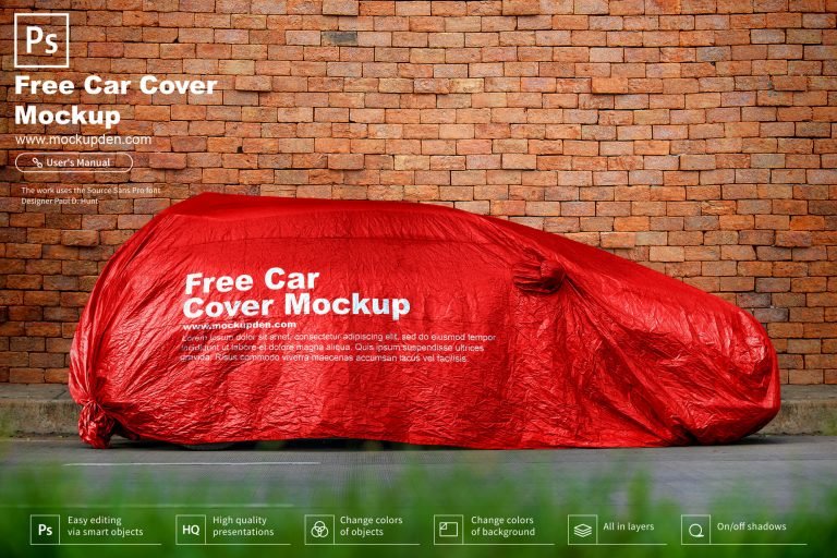 Free Car Cover Mockup PSD Template