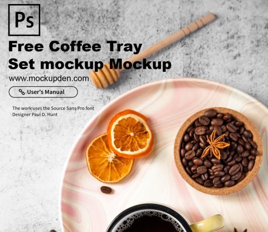Free Coffee Tray Set Mockup PSD Template