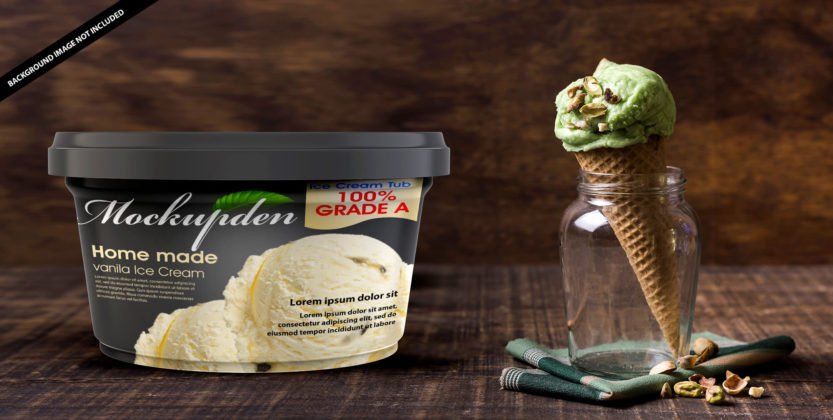 Download Free Ice Cream Tub Mockup PSD Template | Mockup Den