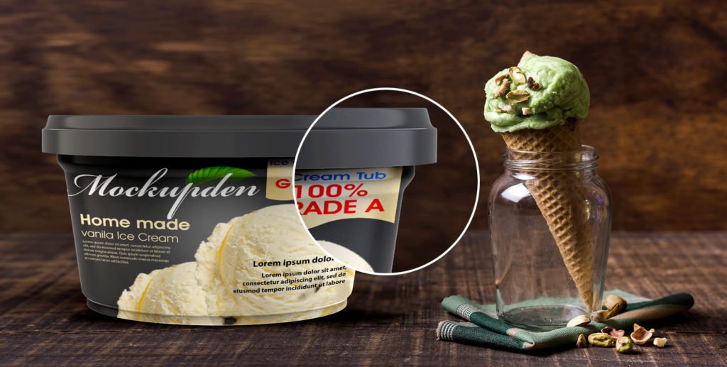 Free Ice Cream Tub Mockup PSD Template