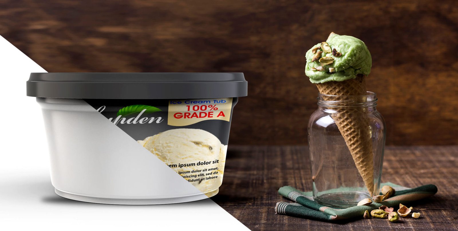 Download Free Ice Cream Tub Mockup PSD Template | Mockup Den