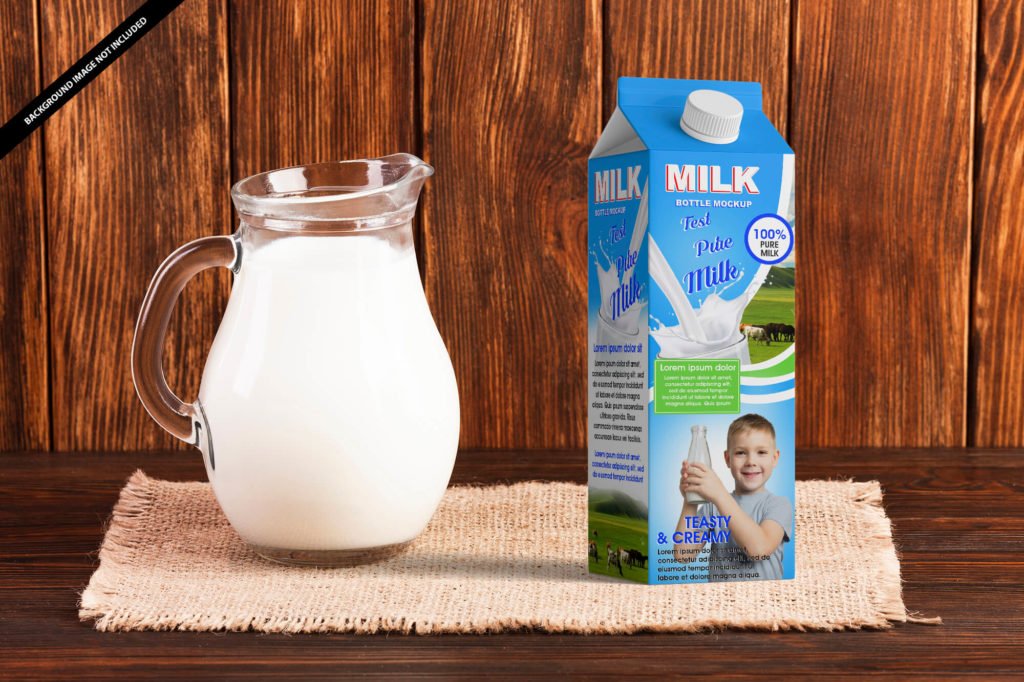 Free Milk Box Packaging Mockup PSD Template