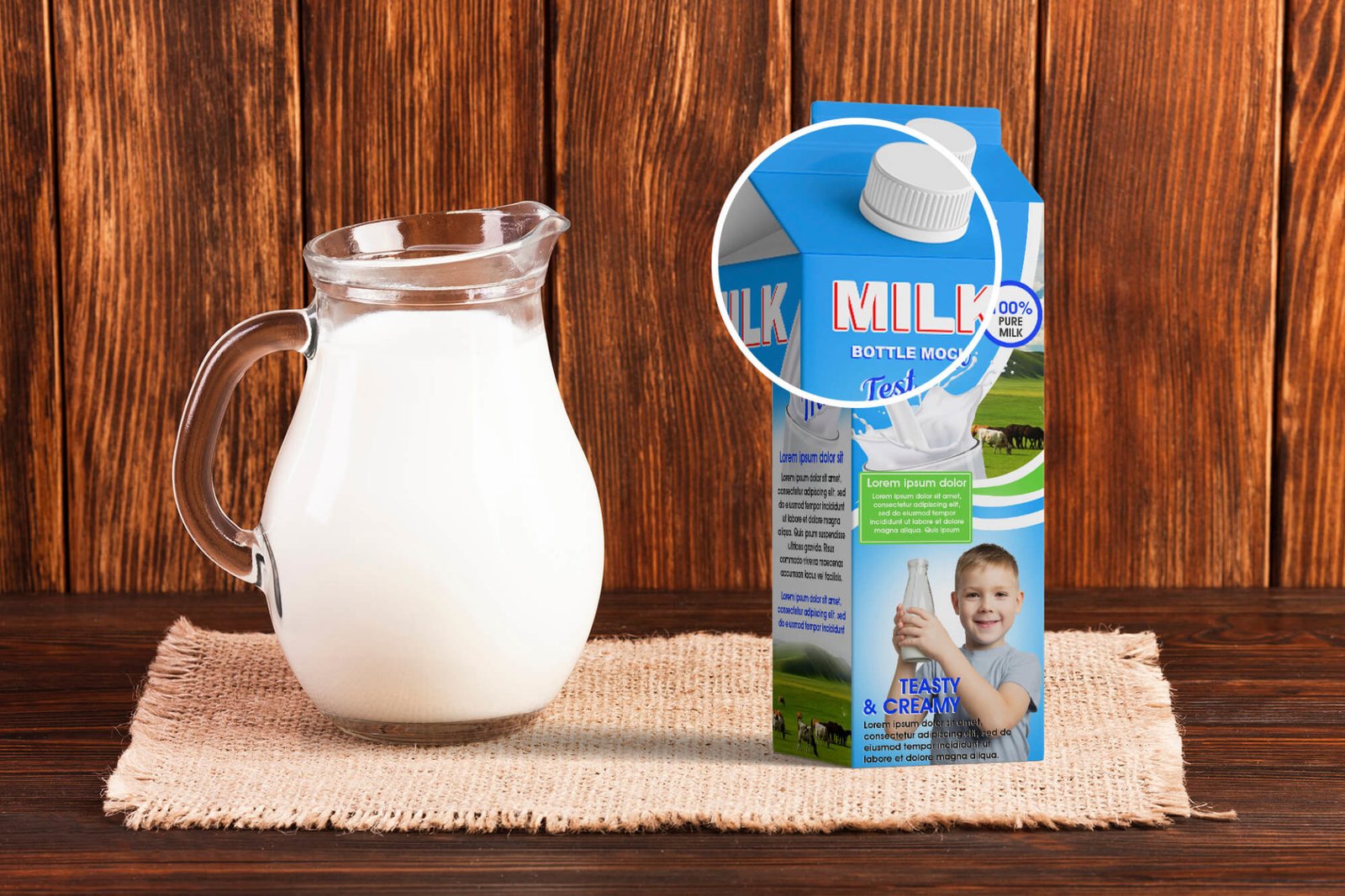 Download Free Milk Box Packaging Mockup PSD Template | Mockup Den