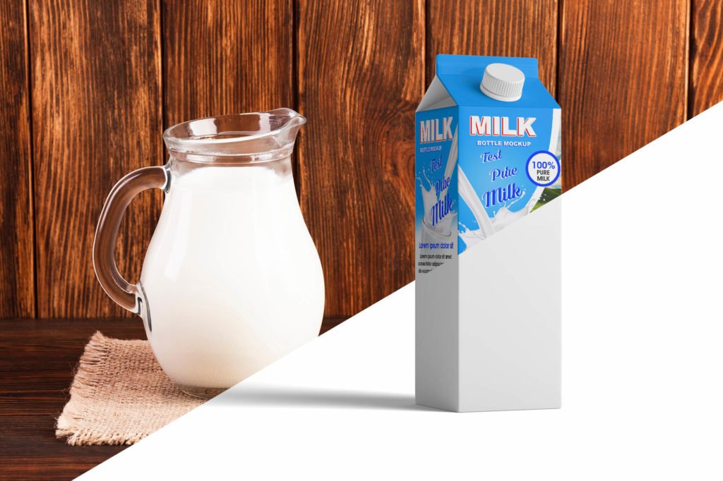 Free Milk Box Packaging Mockup PSD Template