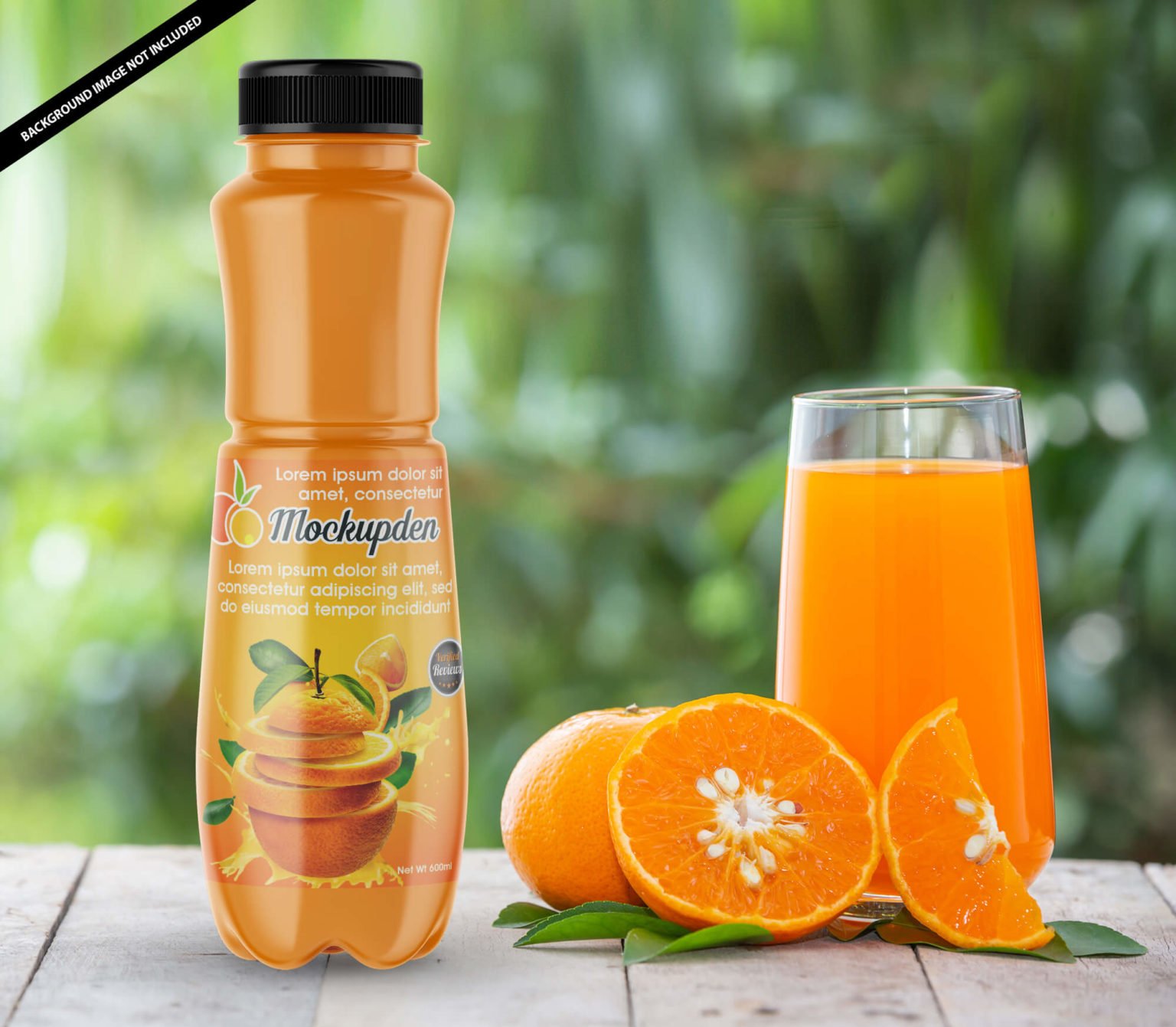 Free Orange Juice Bottle Mockup PSD Template Mockup Den