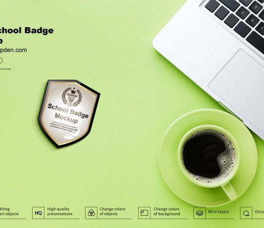 Free School Badge Mockup PSD Template