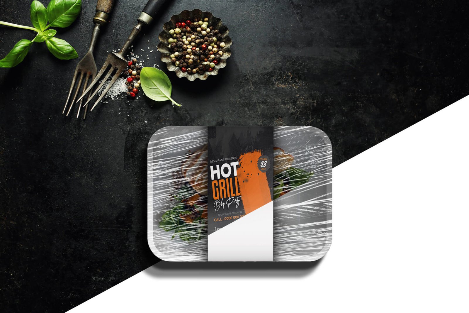 Free Food Cpet Tray Mockup PSD Template Mockup Den