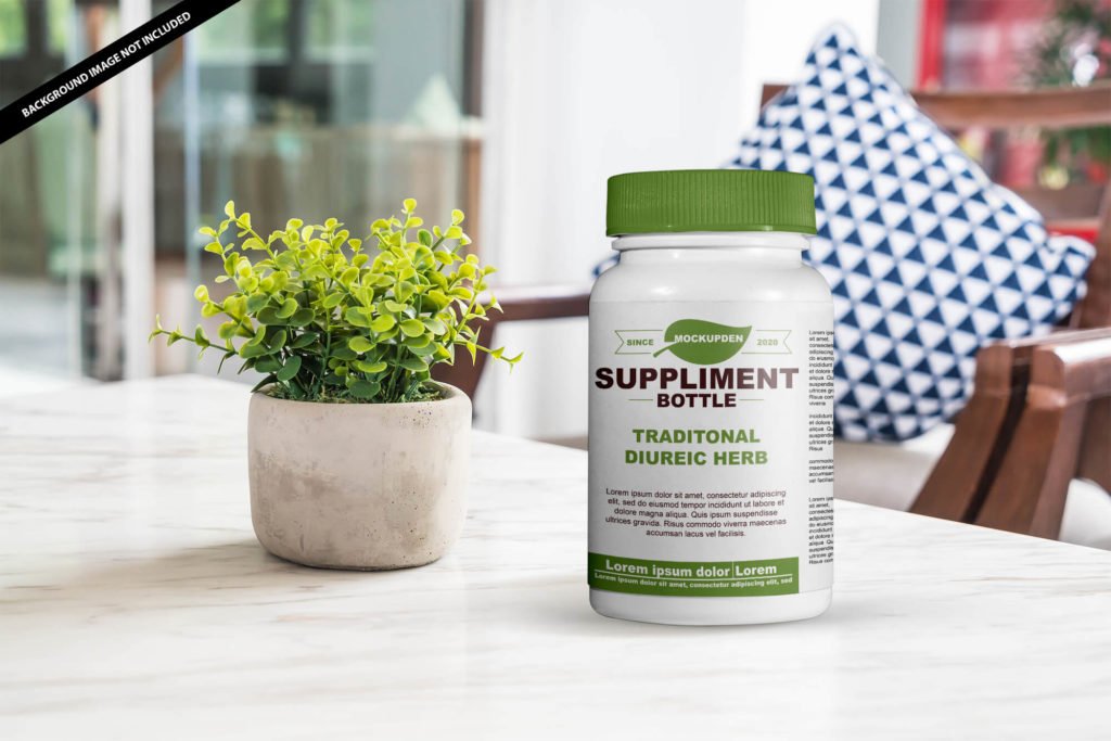 Free Supplement Bottle Mockup PSD Template