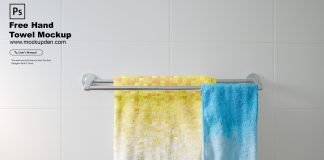 Free Hand Towel Mockup PSD Template