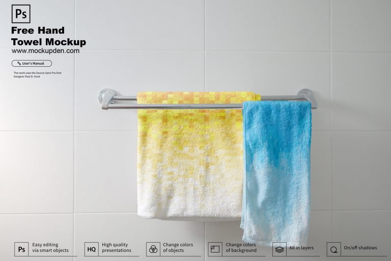 Free Hand Towel Mockup PSD Template