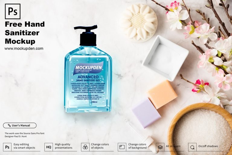 Free Hand Sanitizer Mockup PSD Template