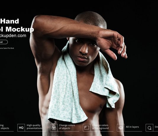 Free Hand Towel Mockup PSD Template