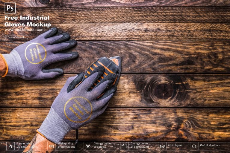 Free Industrial Gloves Mockup PSD Template