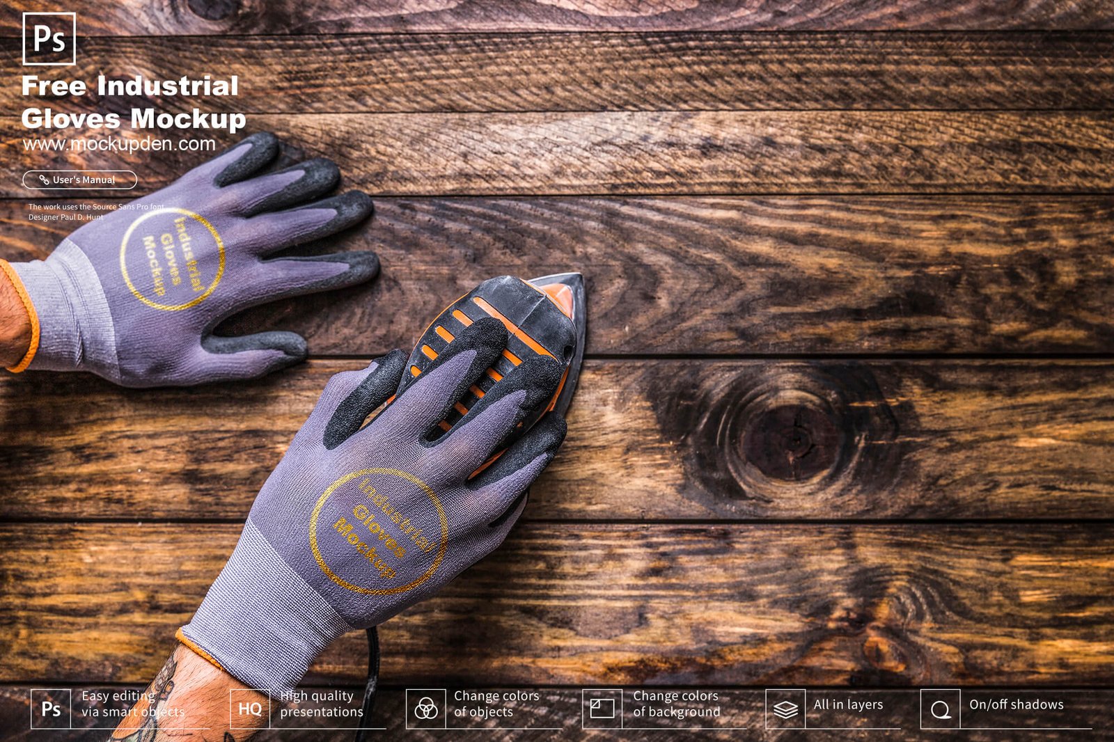 Download Free Industrial Gloves Mockup PSD Template | Mockupden