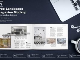 Free Landscape Magazine Mockup PSD Template