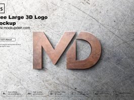 Free Large 3D Logo Mockup PSD Template