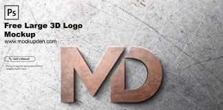 Free Large 3D Logo Mockup PSD Template