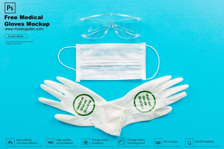 Free Medical Gloves Mockup PSD Template