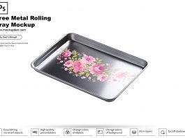 Free Metal Rolling Tray Mockup PSD Template