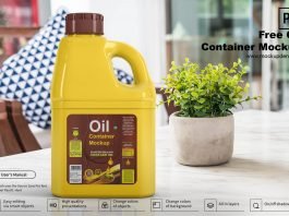 Free Oil Container Mockup PSD Template