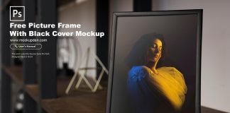 Free Picture Frame With Black Cover Mockup PSD Template