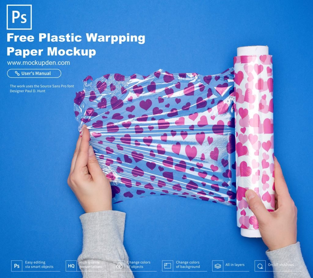 Free Plastic Wrapping Paper Mockup PSD Template | Mockup Den