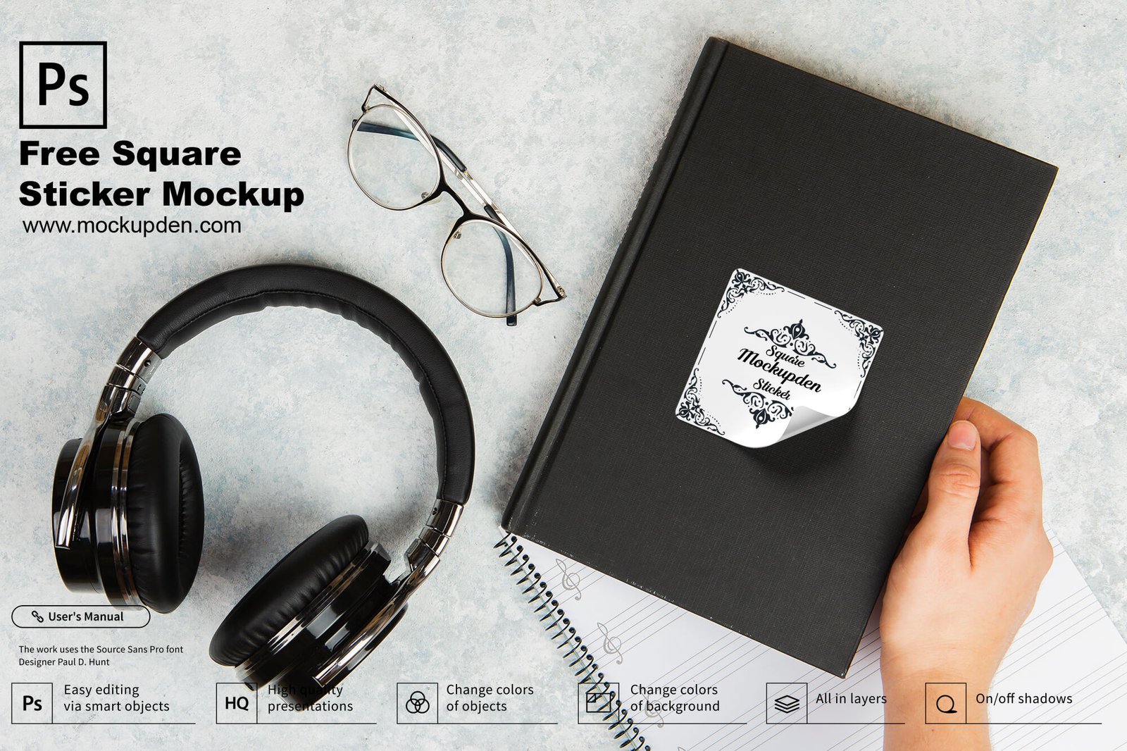 Download Free Square Sticker Mockup PSD Template | Mockup Den