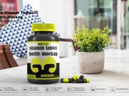 Free Vitamin Tablet Mockup PSD Template
