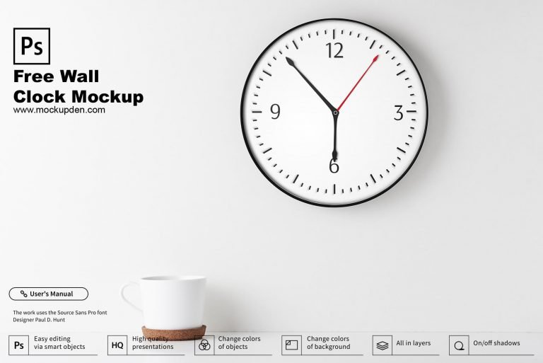 Free Wall Clock Mockup PSD Template