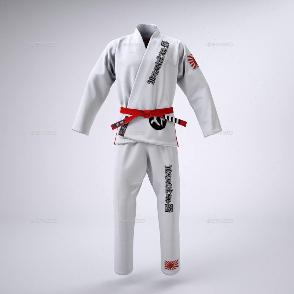 White martial arts uniform PSD mockup