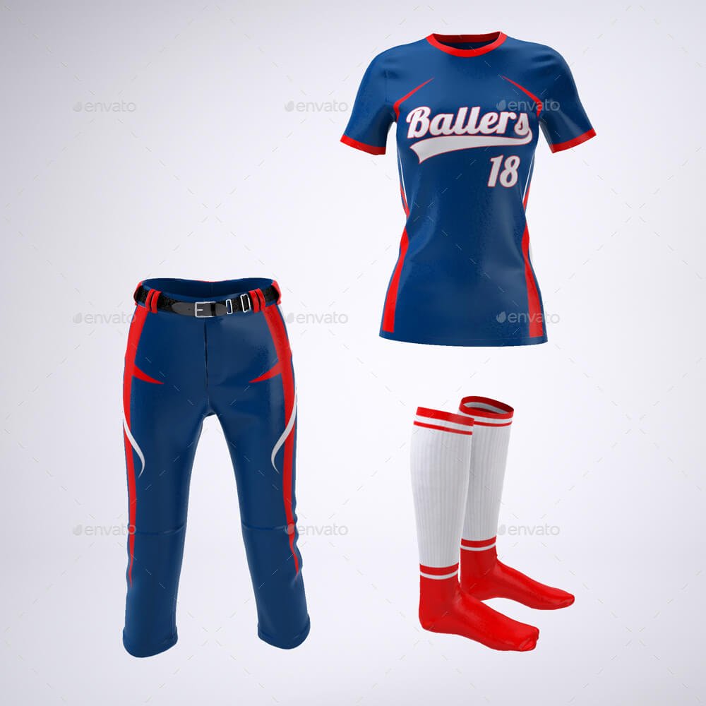 Women's softball jersey uniform PSD