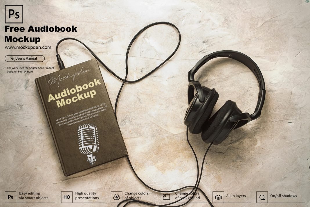 Free Audiobook Mockup PSD Template Mockup Den